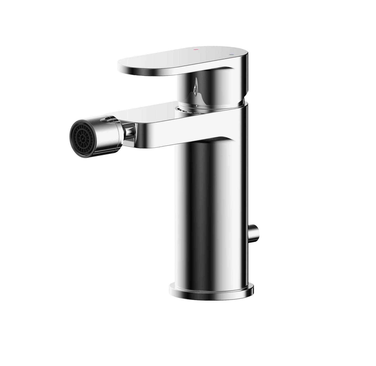 nuie BIN306 Binsey | Modern Bathroom Round Mono Bidet Mixer Tap with Lever Handle and Pop-Up Waste, 150mm, Chrome
