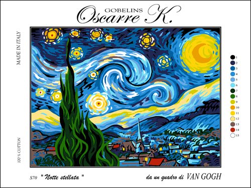 Needlepoint Kit "Van Gogh's Starry Night" 9"x11.8" 23x30cm printed canvas cod K70