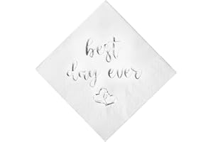 Crisky Best Day Ever Napkins Silver for Wedding Bridal Shower and Engagement Party Decorations,Cocktail Dessert Beverage Napk