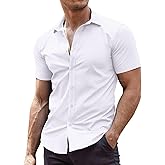 COOFANDY Men's Muscle Fit Dress Shirts Wrinkle-Free Short Sleeve Casual Button Down Shirt
