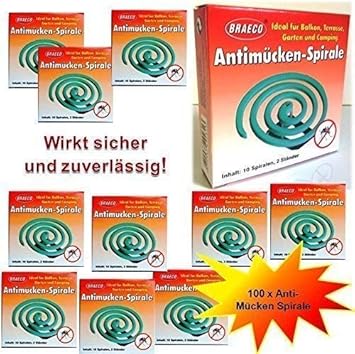 100 Stück Insekten Spirale Mückenspirale Moskitospirale Insektenspirale