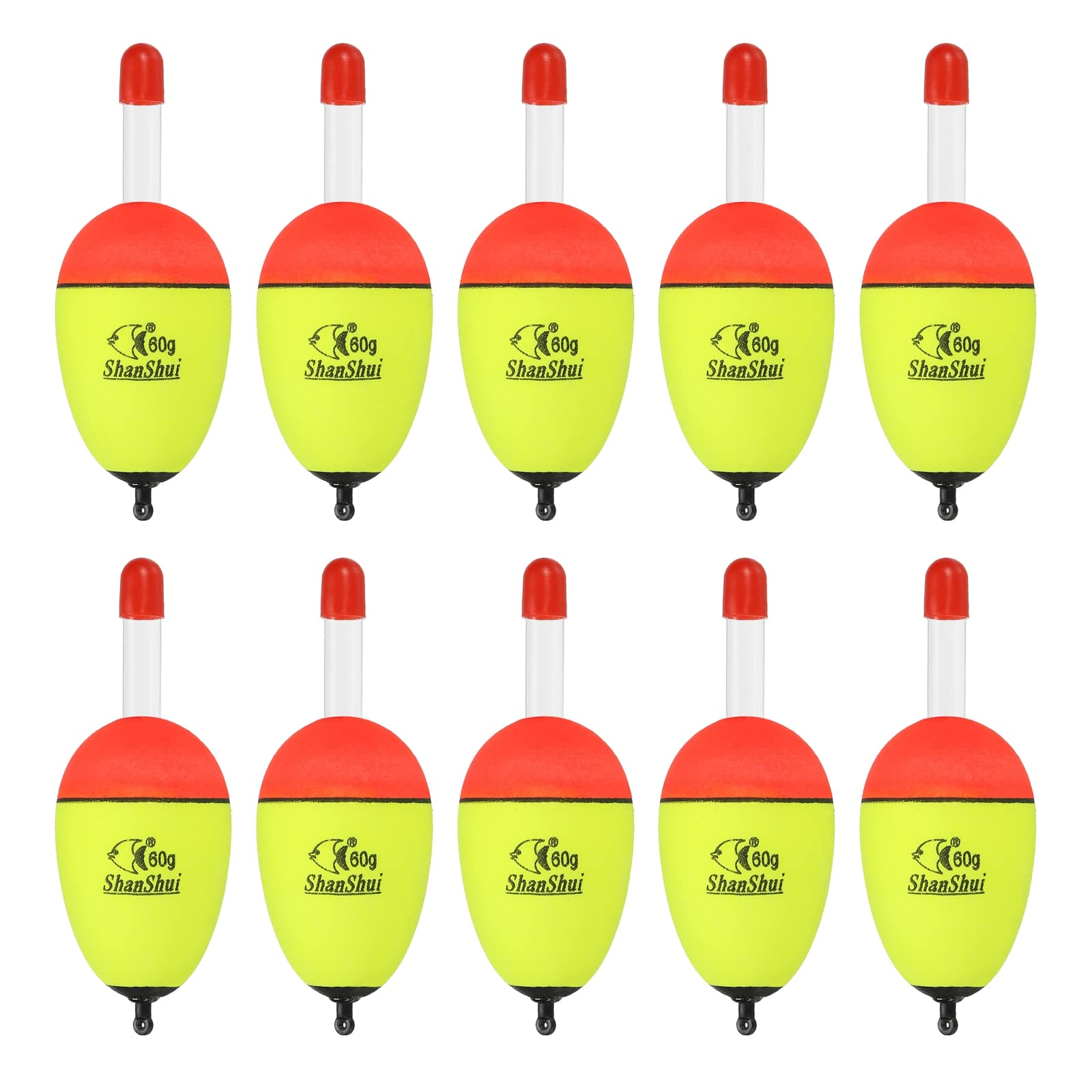 PATIKIL 2.1oz Fishing Bobbers, 10 Pack EVA Fishing Float for Saltwater Freshwater Fishing, Yellow