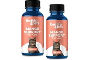 BestLife4Pets Demodectic Mange and Scabies Relief for Cats - Ear Mites & Itch Relief Supplements for Cat Itching Relief - Res