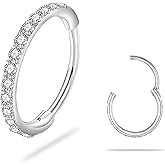 SmileBelle 14K Gold Hinged Nose Rings Hoop for Women 20G, 316L Surgical Steel Clicker Septum Ring, Hoop Huggie Earring for Upper Lobe Cartilage Helix Piercing Jewelry (8mm, 6mm,10mm)