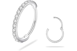 SmileBelle 14K Gold Hinged Nose Rings Hoop for Women 20G, 316L Surgical Steel Clicker Septum Ring, Hoop Huggie Earring for Up