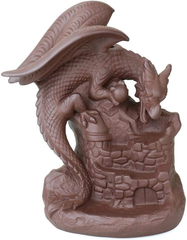 Risup Ceramic Backflow Incense Burner Incenser Holder Home Decor Aromatherapy Ornament+ 10 Cone Incense Free, Incense Stick Holder Incense Burner (9x9x20.5CM)