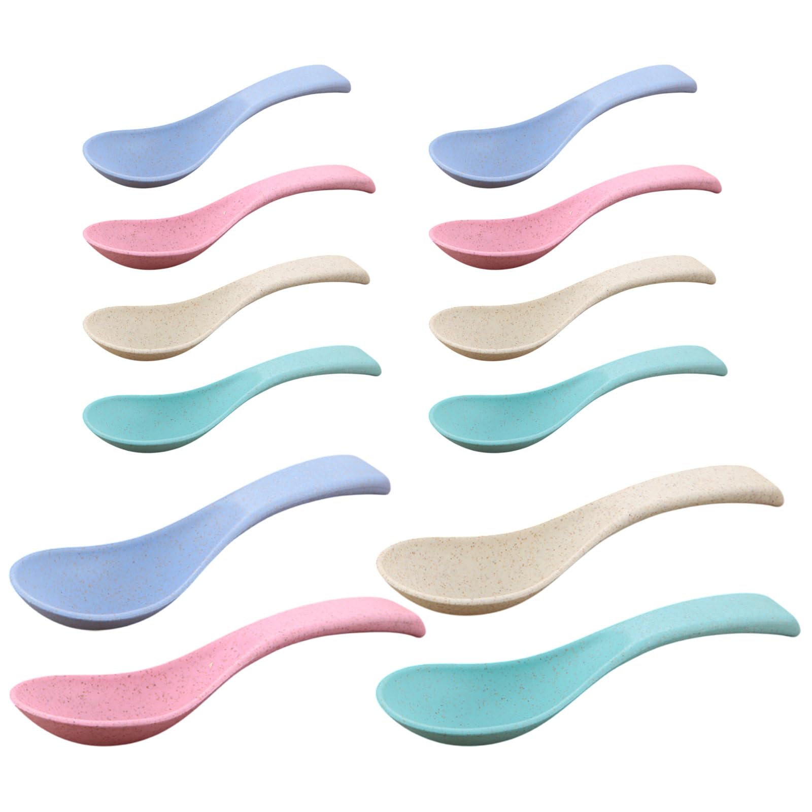 12 Pcs Reusable Dinner Spoons Portable Travel Spoons Plastic Cutlery Spoons Lightweight Tea Spoons Rice Dessert Spoons Soup Tasting Spoons,Chinese Soup Spoons