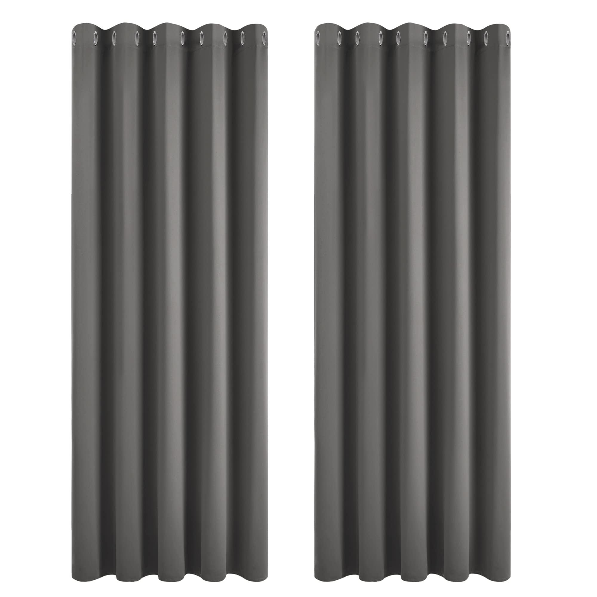 Deconovo Blackout Curtains Bedroom Super Soft Thermal Insulated Curtains Blackout Eyelet Blackout Curtains for Living Room 66 x 84 Inch Dark Grey 2 Panels