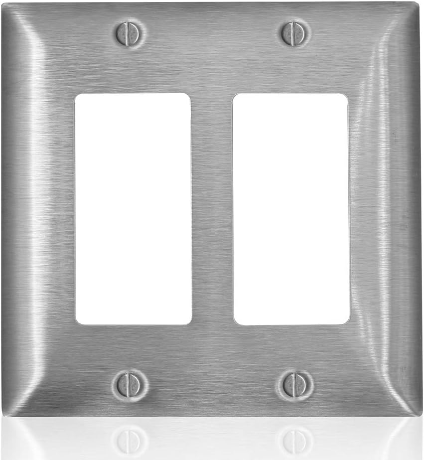Leviton SSJ62-C40 C-Series 2-Gang Decora Midway Wallplate, Type 302/304, Stainless Steel