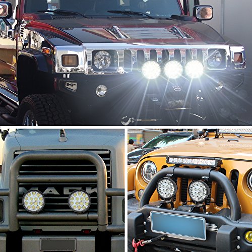 4.5” Round Work LED Light, 42W Fog Offroad Off Road Lights Driving Lamp Waterproof for Hunting Pickup UTV Truck Car Boat SUV Boat 4WD ATV 12V 24V 4x4 Tractor Motorcycle