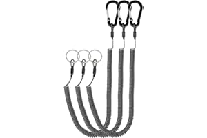 Lix&Rix Long Spiral Clip on Safety Coiled Lanyards Keychain for Fishing Equipment Utility Knife Box Cutters Handy Tools Tethe