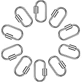 10PCS Screw Carabiner Lock Charms Black Necklace Lock Clip Keychain Clip Hook Small Locking Carabiner Oval Screw Locks Carabiners Metal Oval Keyring Holder Clasp Screws for Bracelet Jewelry Making