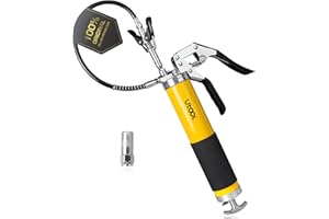 UTOOL Grease Gun, 8000 PSI Heavy Duty Pistol Grip Grease Gun Kit with 14 oz Capacity, 18 Inch Resin Flex Hose, 1 Patented Double Handle Coupler, 1 Basic Coupler