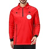 CUTIEHON Soccer Referee Jersey, Long Sleeve Official Pro Soccer Referee Shirt, Featuring a Badge Holder & Pockets