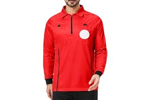 CUTIEHON Soccer Referee Jersey, Long Sleeve Official Pro Soccer Referee Shirt, Featuring a Badge Holder & Pockets