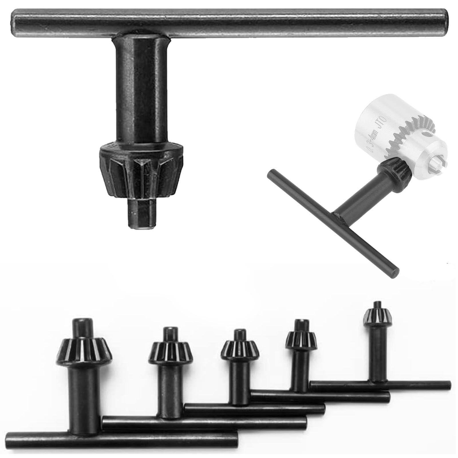 VZU 6 pieces drill chuck keys, calibrator composite tube, multi calibrator for plastic, universal drill chuck key for drills, for aluminium composite pipe 4/6/10/13/16/20 mm PEX, P-EX, black