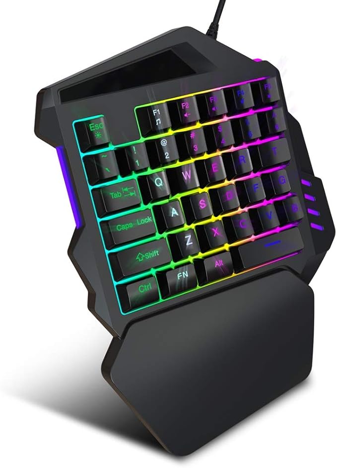 SeSDY Teclado para Juegos Teclado de una Mano Teclado mecnico de Eje Verde Teclado USB con Cable de 35 Teclas con conexin de Cable y sin conflictos Adecuado para Todo Tipo de Juegos