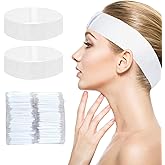 MoyRetty 100 Pack Disposable Headbands for Spa & Facials Professional Disposable Hair Bands, Facial Headbands Esthetician Supplies with Adjustable Magic Tape
