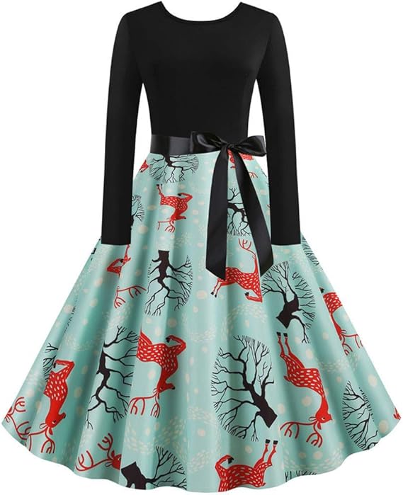 Amazon Cookinty クリスマス ドレス ワンピース レディース パーティードレス 結婚式 チュニックワンピース ロング 長袖 ドレス サンタクロース 鹿 秋冬 お呼ばれ 大きいサイズ 40代 仮装 ひざ丈 二次会 発表会 フォーマルワンピース お姫様 演奏会 パーティードレス 通販
