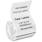 DETONGER Thermal Labels Self-Adhesive Label Sticker Paper for 2 Inch Thermal Label Printers, Ideal for Home Tag/Office/Small Business/Data Sticker/Organizing Use-1.97"x3.15" (50x80mm)100Pcs/Roll White