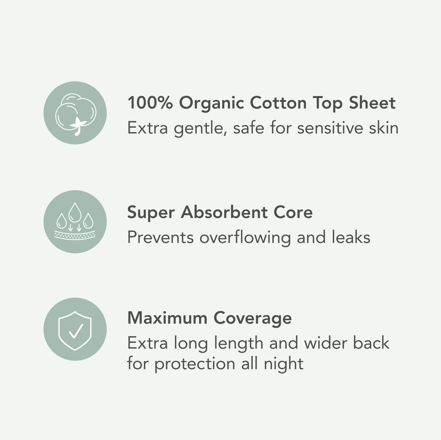 Rael Organic Cotton Cover Sanitary Towels, Heavy Absorbency for Night Ultra Thin Period Pads with Wings for Women Unscented - Image 3