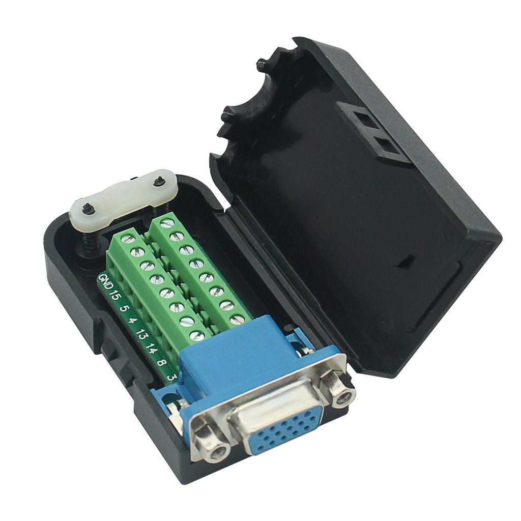 DB15Adapter D-SUB DB15 VGA Female 3Row 15Pin to Terminal Breakout Board Connectors with case