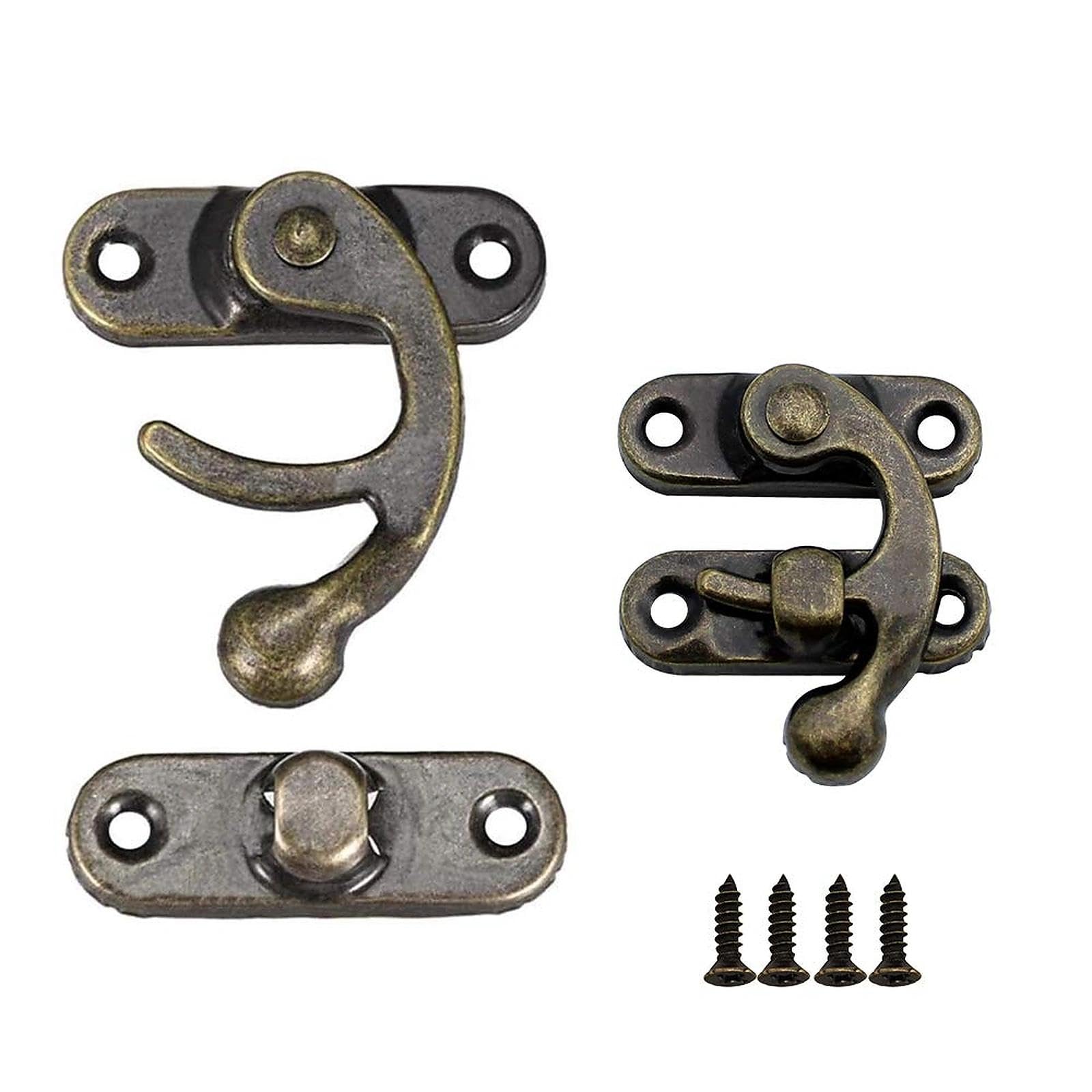 JPGhaha 20 Pack Horn Right Latch Hook Antique Vintage Lock Screws 32 X 27 mm Retro Wood Box Hasp Catch Decor Hook Lock for DIY Wine Gift Jewellery Wooden Boxes