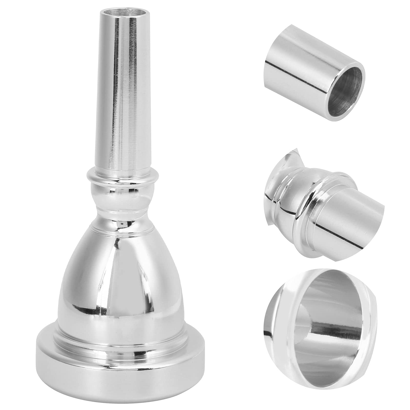 Fockety Tuba Mouthpiece, Silver, Professional Horn Mouthpiece for Most Bass Tuba Products