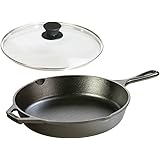 Lodge Seasoned Cast Iron Skillet with Tempered Glass Lid (10.25 Inch) - Cast Iron Frying Pan With Lid Set.
