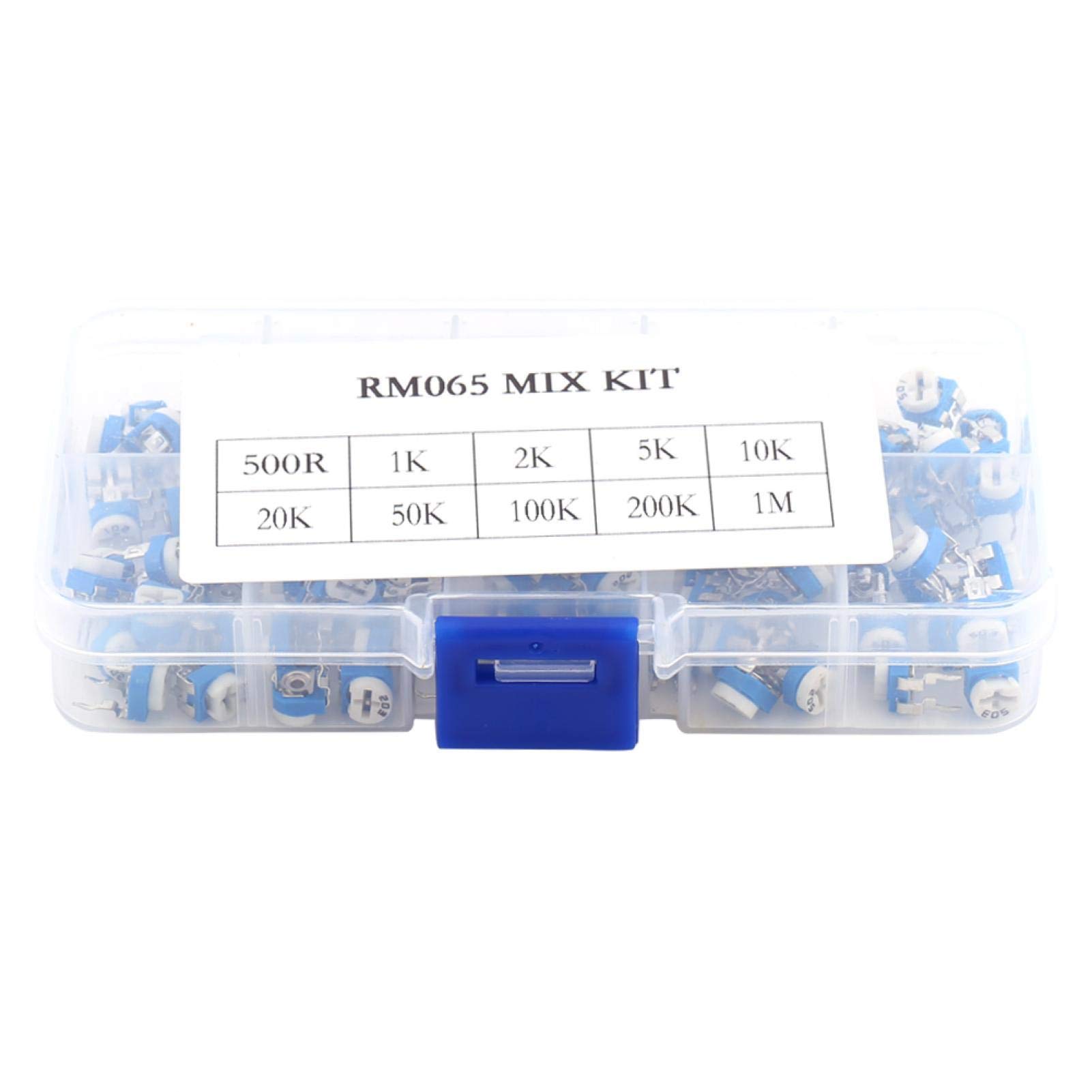 Variable Resistors Potentiometer Kit, 100pcs 10 Values 500ohm-1m Ohm Breadboard Potentiometer, Variable Resistor Trimmer Potentiometer, Adjustable Horizontal Cermet Potentiometer