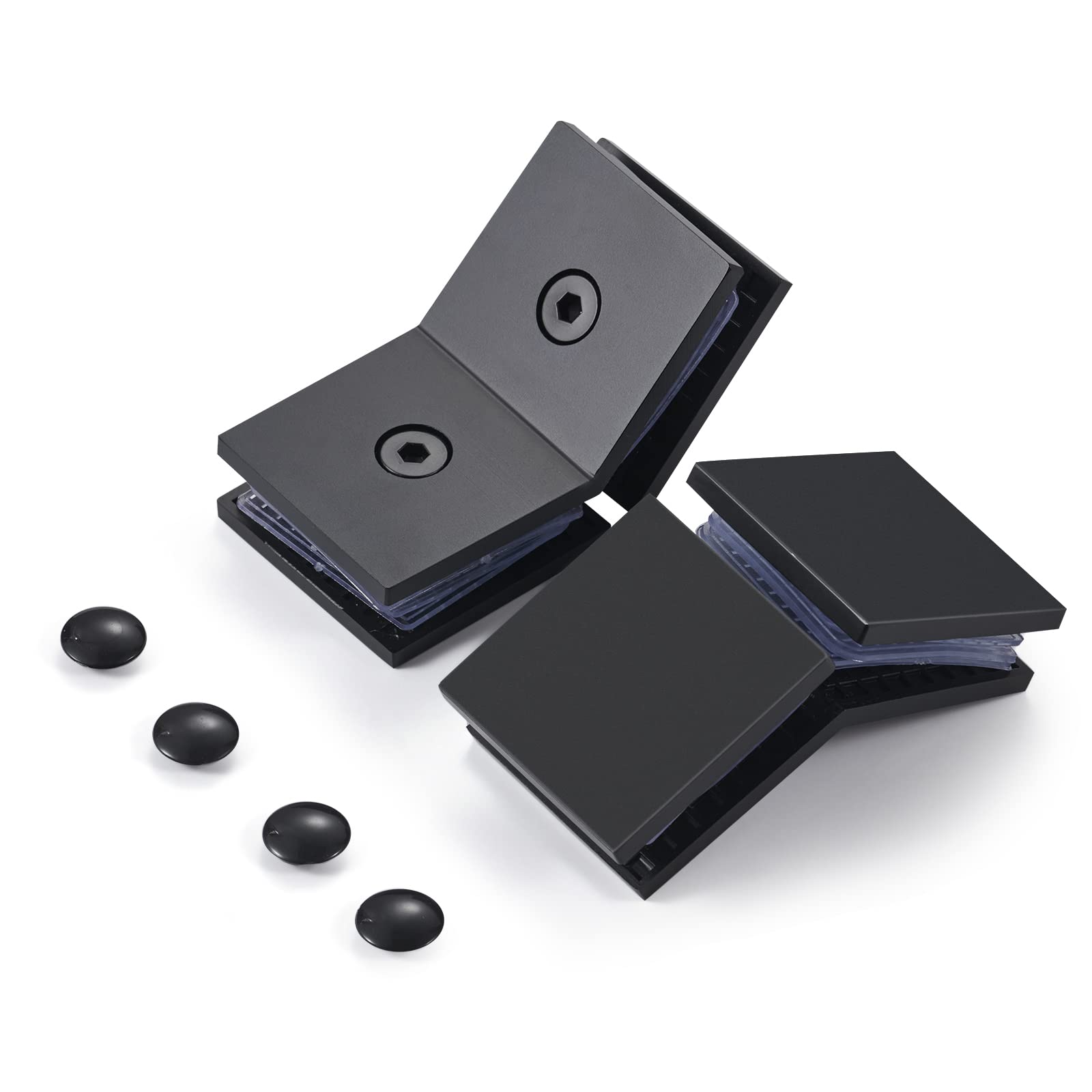 Ranbo Square Frameless Glass Clamp Connector/Shower Door Fixed Panel/Glass-to-Glass Corner Clamp,304 Stainless Steel,for 5/16" - 1/2" (8-12 mm) Thickness Glass,2 PC, Matte Black