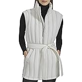 Andrew Marc womens Self Tie Quilted Tunic Length Vest