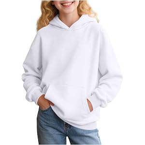Blczomt Cute Hoodies for Kids Long Sleeve Pullover Plain Pocket Hoody Sweatshirt Fall Comfy Casual Daily Wear Clothing 2026