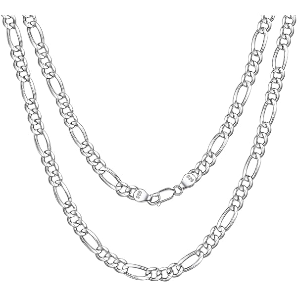 Chicsilver 14 Inch Silver Chain For Men 5mm Figaro Link Chain