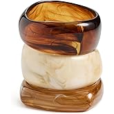 ADINA EDEN Women's Caramel Swirl Resin Bangle Set