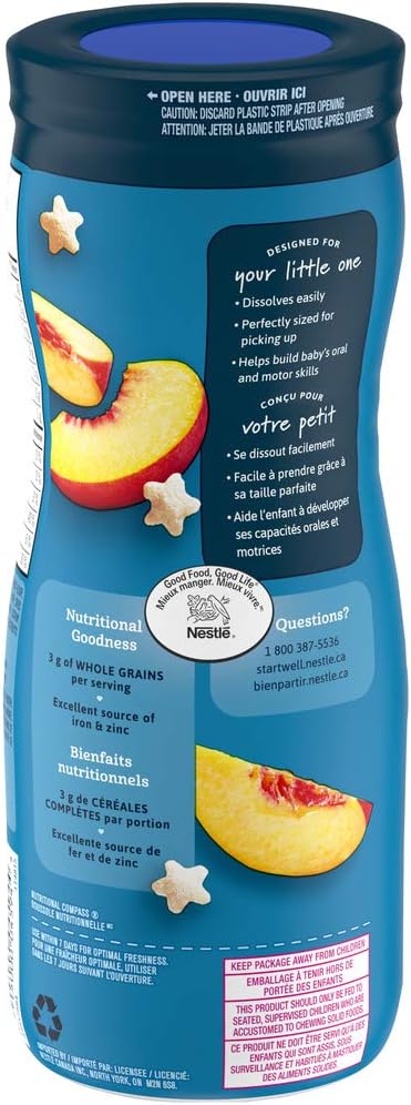 Gerber Puffs Peach Baby Snacks Cereal Snack 8 Months 42 G 6 Pack Amazon Ca Grocery Gourmet Food