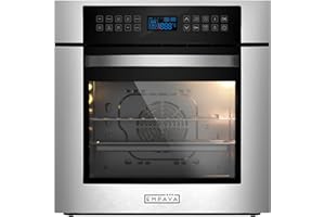 Empava Built-In Electric Single Wall Oven 24 inch with Convection and Rotisserie 10 Cooking Modes, Screen Touch Control, Stainless Steel