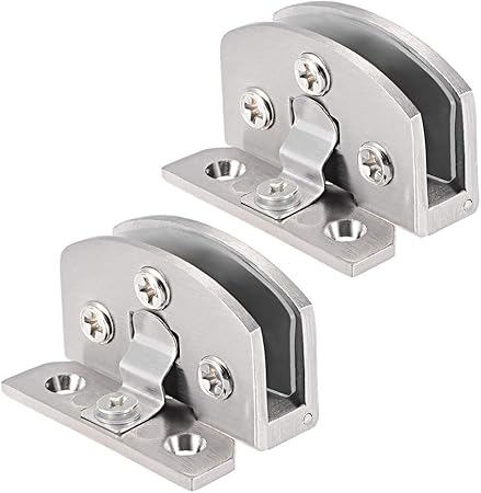 2PCS 304 Stainless Steel Glass Clamps Hinge Showcase Display Wine Cabinet Hinges