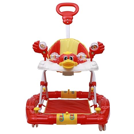 Love Baby Walker & Rocker, Height Adjustable with Light & Musical Toys for Kids (Red)