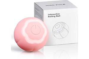 HICC PULE Smart Interactive Cat Toy Ball, Automated Cat Toy Power Ball Cat Toy, Kitten Toy, USB Rechargeable Cat Toys for Indoor Cats with Colorful Light, Floral Pattern, Pink