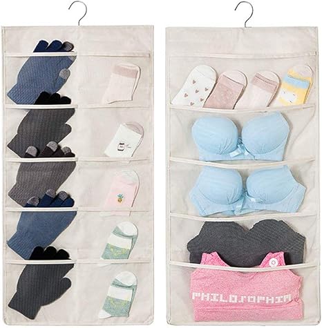 Amazon 吊り下げ収納 バッグ収納ラック 省スペース 収納 下着収納ケース クローゼット用収納シリーズ クリ ム色 15個 クローゼット 吊り下げ収納 オンライン通販