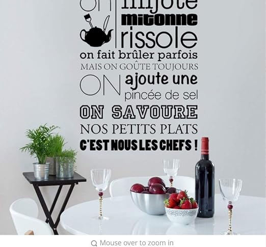 Tanhui Texto Etiqueta De La Pared Cita Francesa Regla De La Cocina Applique Vinyl Walmart Sticker Art Mural Decoracion Para El Hogar Decoracion De La Sala Poster 42 64 Amazon Es Hogar