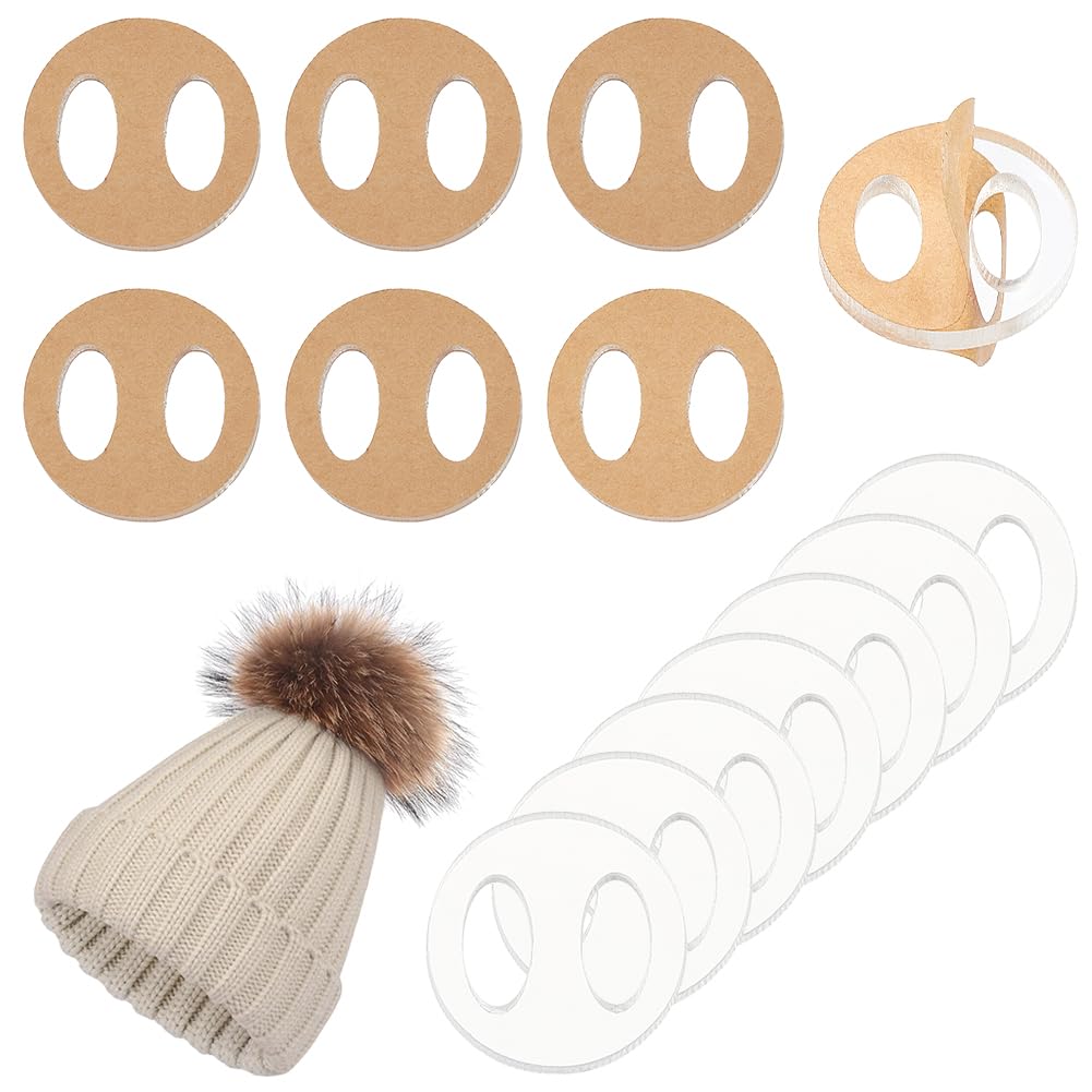 BENECREAT 50PCS Acrylic Hollow Pom Pom Removable Button, Flat Round, Hat Pom Pom Holder, Knitted Hat Making Fastener Tool for Hat Pom Pom Ball Fixing