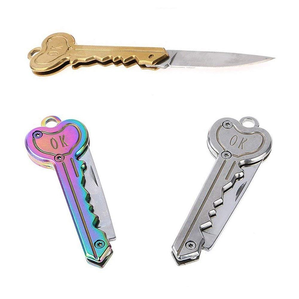3 Pcs Cute Keychain Folding Pocket Knife, Self Defense Camping Outdoor