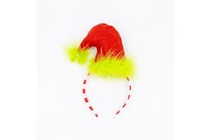 DAYONESHOP Christmas Hat Headband Green Furry Headband Red Xmas Hat Costume Accessories Party Favors