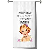LEVLO Retro Sassy Housewife Kitchen Towel Housewarming Gift for Women Vintage Woman Waffle Weave Dish Towel Kitchen Decor (I Don't Repeat Towel)