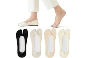 4 Pairs Tabi Socks, No Show Socks for Women, Ice Silk Non Slip Split Toe Socks for Tabi Flats, Flip Flops, Loafers, Sandals