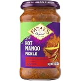 Patak&rsquo;s Hot Mango Pickle - Authentic Indian Relish w/Mango Chunks, Mustard Seeds &amp; Aromatic Spices &ndash; Perfect for Sandwiches, Salads &amp; Cold Meats - Vegan Spicy Pickle - 10oz Jar (Pack of 1)