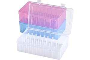3Pcs Piping Tip Storage Box with 42 Fixed Pins, Dustproof Plastic Cake Decorating Storage Organizer Case with Snap Closures