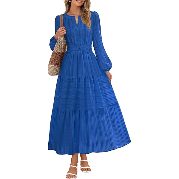 Women's Ruffle Sleeve Babydoll Dress - Empire Waist V-Neck Chambray Casual Summer Dress